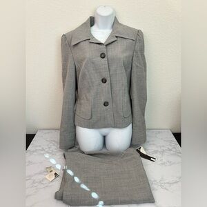 Vtg Lycra By Dupont Blazer And Skirt Set Women’s 12 Gray Lined Red 2 Piece Set​​